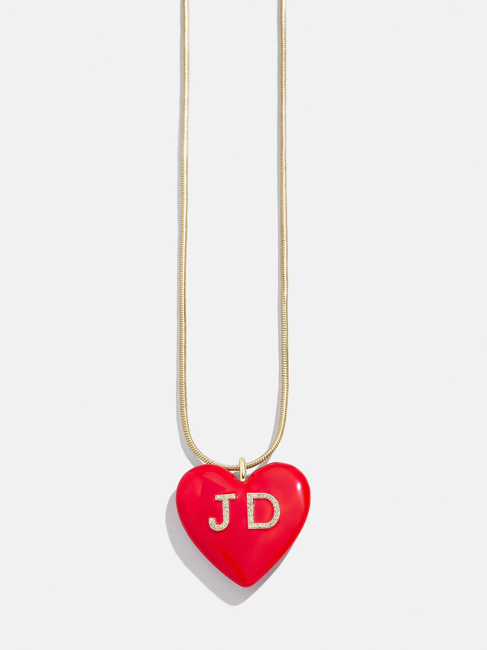 Custom Initial Enamel Heart Pendant Necklace - Red | BaubleBar (US)