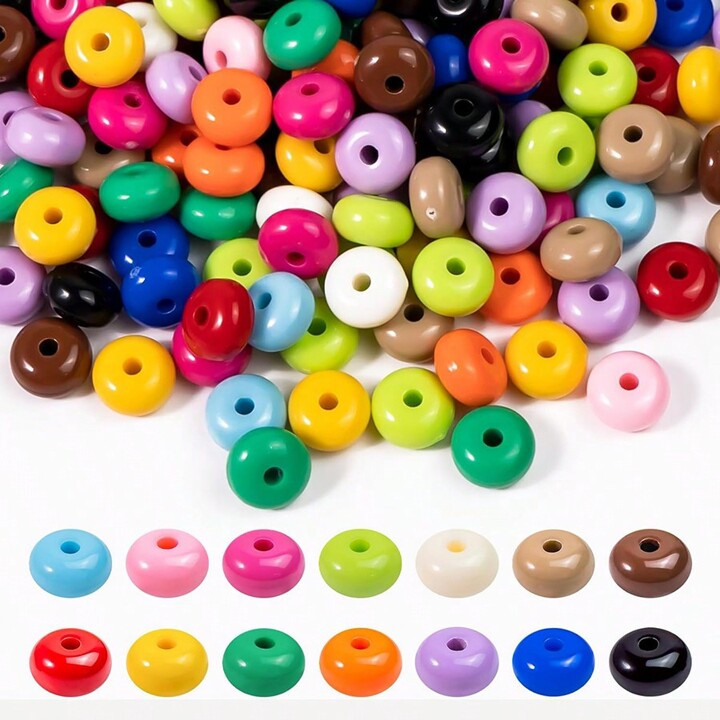 100pcs 8mm Acrylic Lentil Beads, Mixed Color Abacus Beads For Handicrafts, Acrylic Spacer Beads F... | SHEIN