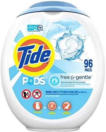 Tide PODS Free and Gentle, Laundry Detergent Soap PODS, HE, 96 Count - Unscented and Hypoallergen... | Amazon (US)