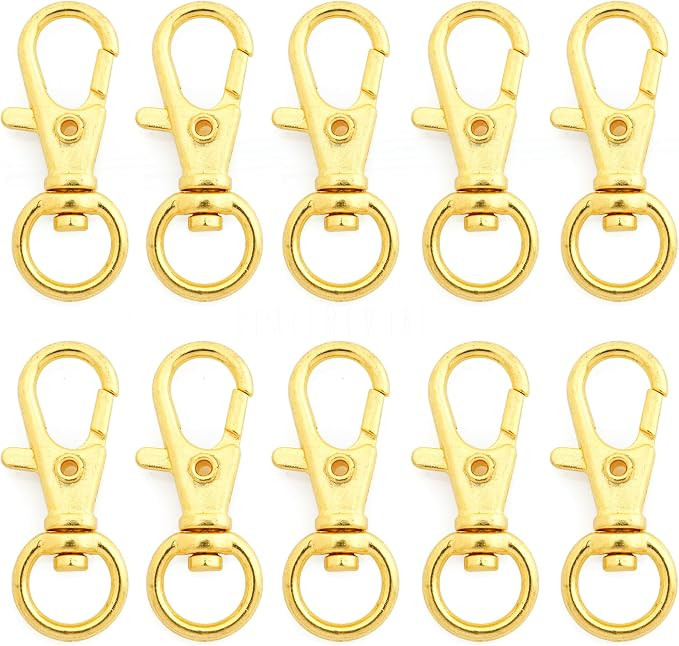 CRAFTMEMORE 50 pcs Swivel Clasps Lanyard Clips Snap Hook Metal Lobster Claw Clasp PLTN (Gold) | Amazon (US)