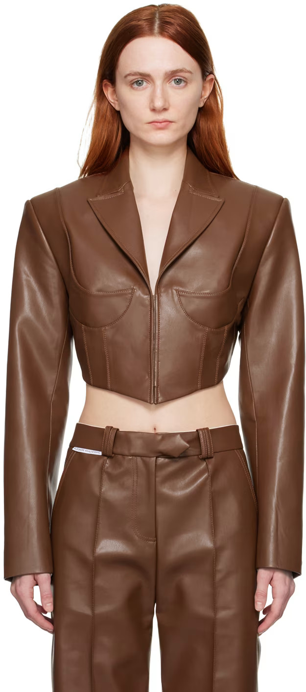 SSENSE Exclusive Brown Faux-Leather Jacket | SSENSE
