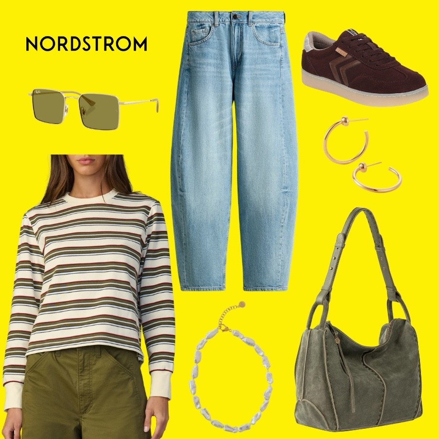 Stripes + olive 🫒 Pair this cozy striped top with barrel jeans, a suede hobo bag, and the cutest pearl necklace. The square sunnies are giving retro cool. Found all of it on major markdown during the Nordstrom Anniversary Sale! Public sale starts July 18th!

#LTKSaleAlert