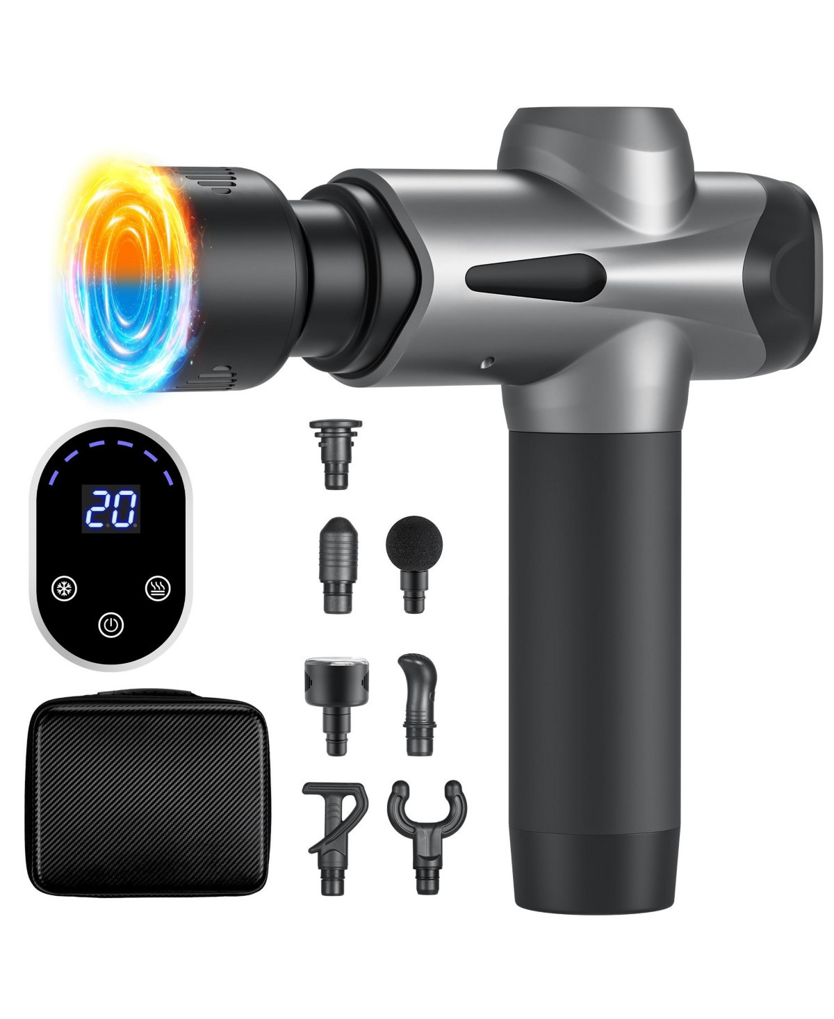 Sugift Powerful Handheld Rechargeable Deep Muscle Massager Gun with 4 Massage Heads - Black | Macy's