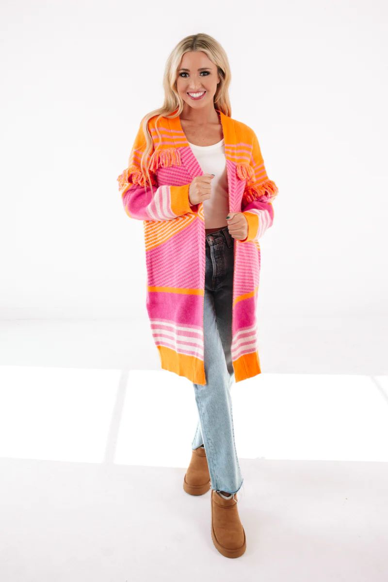 Fun On The Weekends Sweater - Pink/Orange | The Impeccable Pig