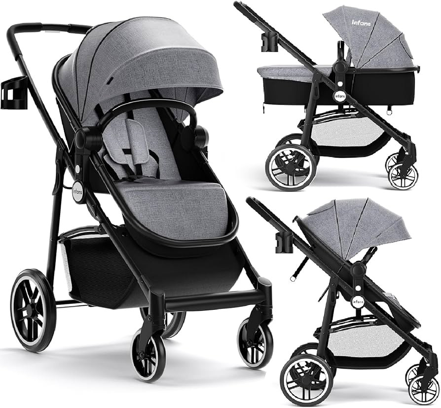 INFANS 2 in 1 Baby Stroller, High Landscape Infant Stroller & Reversible Bassinet Pram, Foldable ... | Amazon (US)