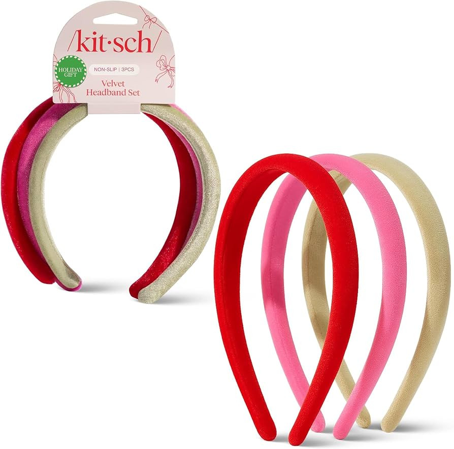 Kitsch Velvet Headbands for Women & Girls - No-Slip, Comfortable, Lightweight & Gentle on Hair ... | Amazon (US)