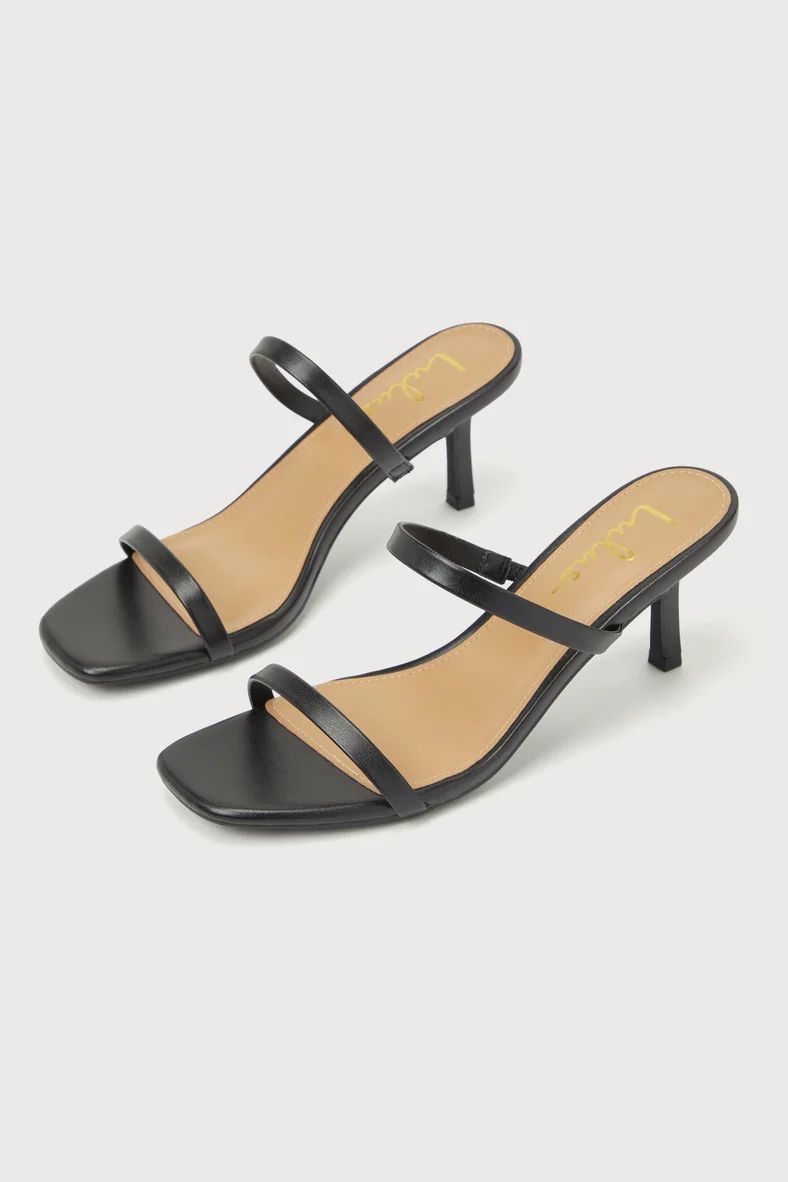 Tyrian Black High Heel Slide Sandals | Lulus