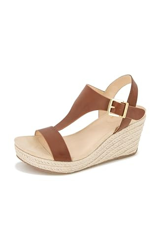 Kenneth Cole REACTION Women's T-Strap Wedge Sandal, Tan, 5.5 M US | Amazon (US)