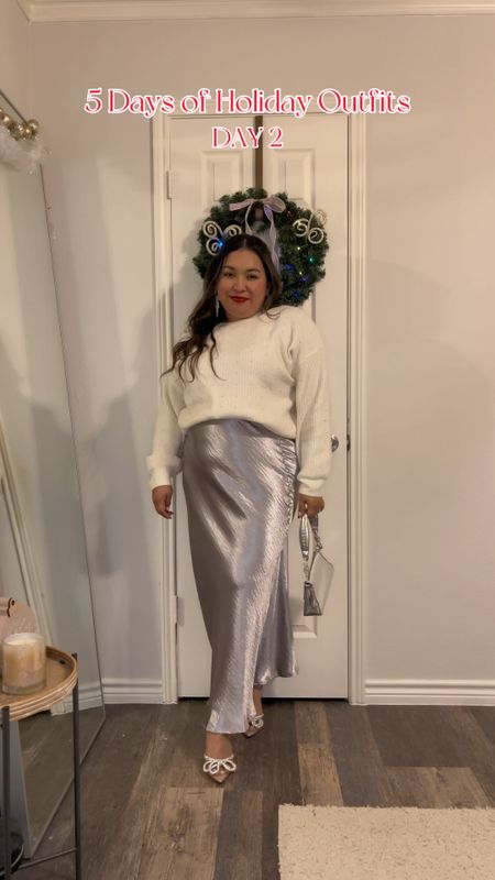 5 Days of Holiday Outfits: Day 2 🩶🎄 

Silver skirt, white sweater, holiday outfit, Christmas outfit, silver heels, silver shoes, silver bag, holiday party outfit, Christmas party outfit

#LTKfindsunder50 #LTKstyletip #LTKHoliday