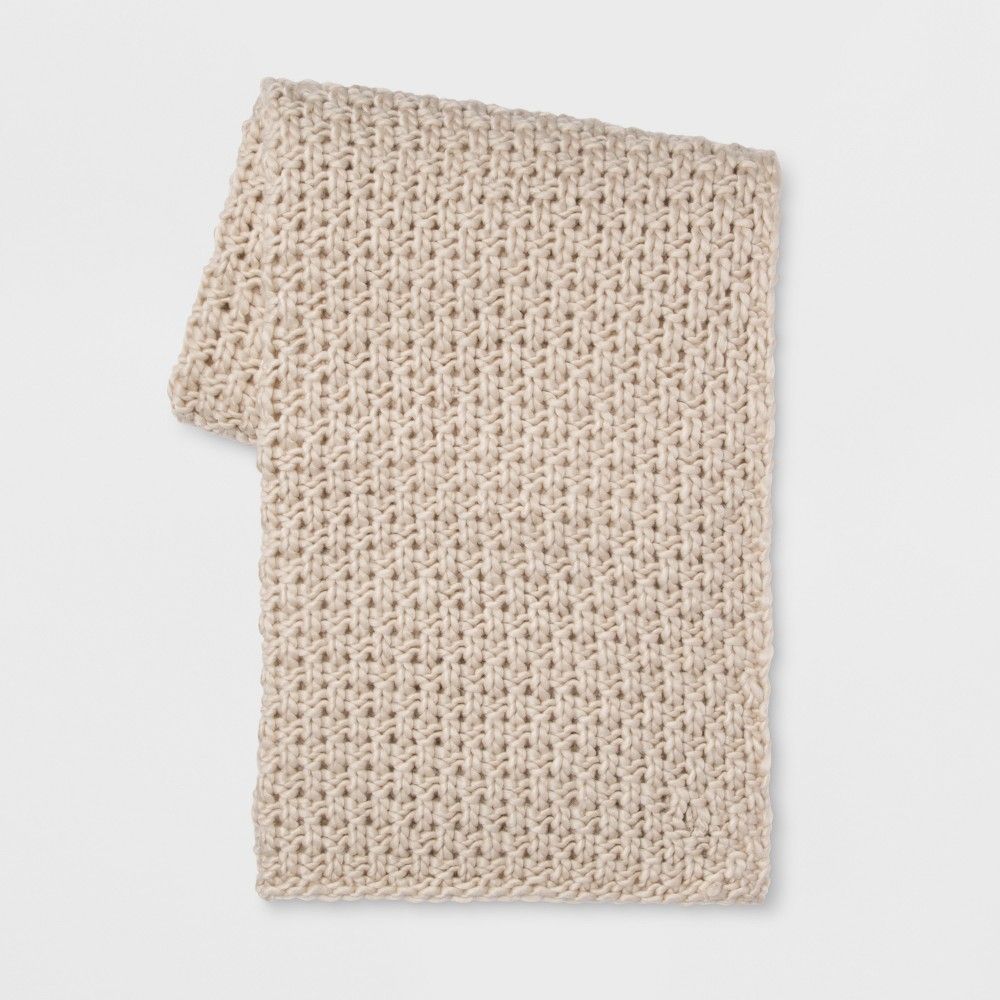 60""x50"" Chunky Knit Throw Blanket Cream - Threshold , Ivory | Target