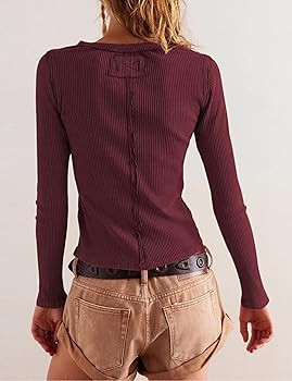 Womens Slim Fitted Cardigan Long Sleeve Y2K Ribbed Tops Button Down Shirts | Amazon (US)