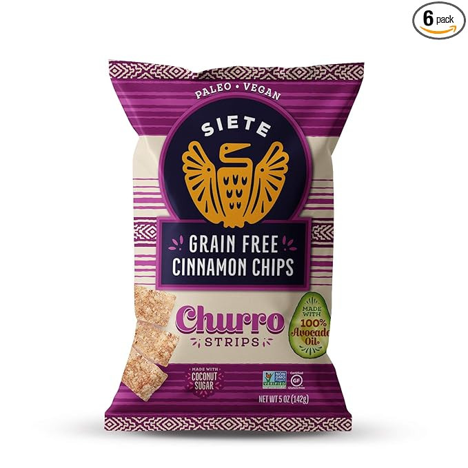 Siete Grain Free Churro Strips | Gluten Free Chips | Vegan Snacks | Non GMO | 5 Ounce (Pack of 6) | Amazon (US)