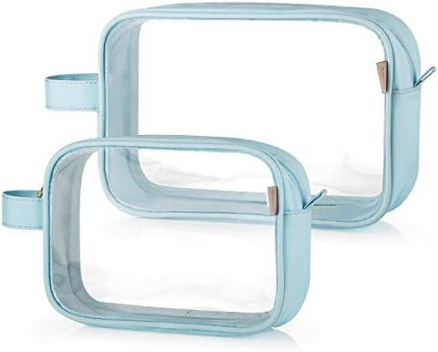 GAGAKU Clear Toiletry Bag Transparent Makeup Bags Set Waterproof Wash Bag 2pcs - Light Blue | Amazon (US)