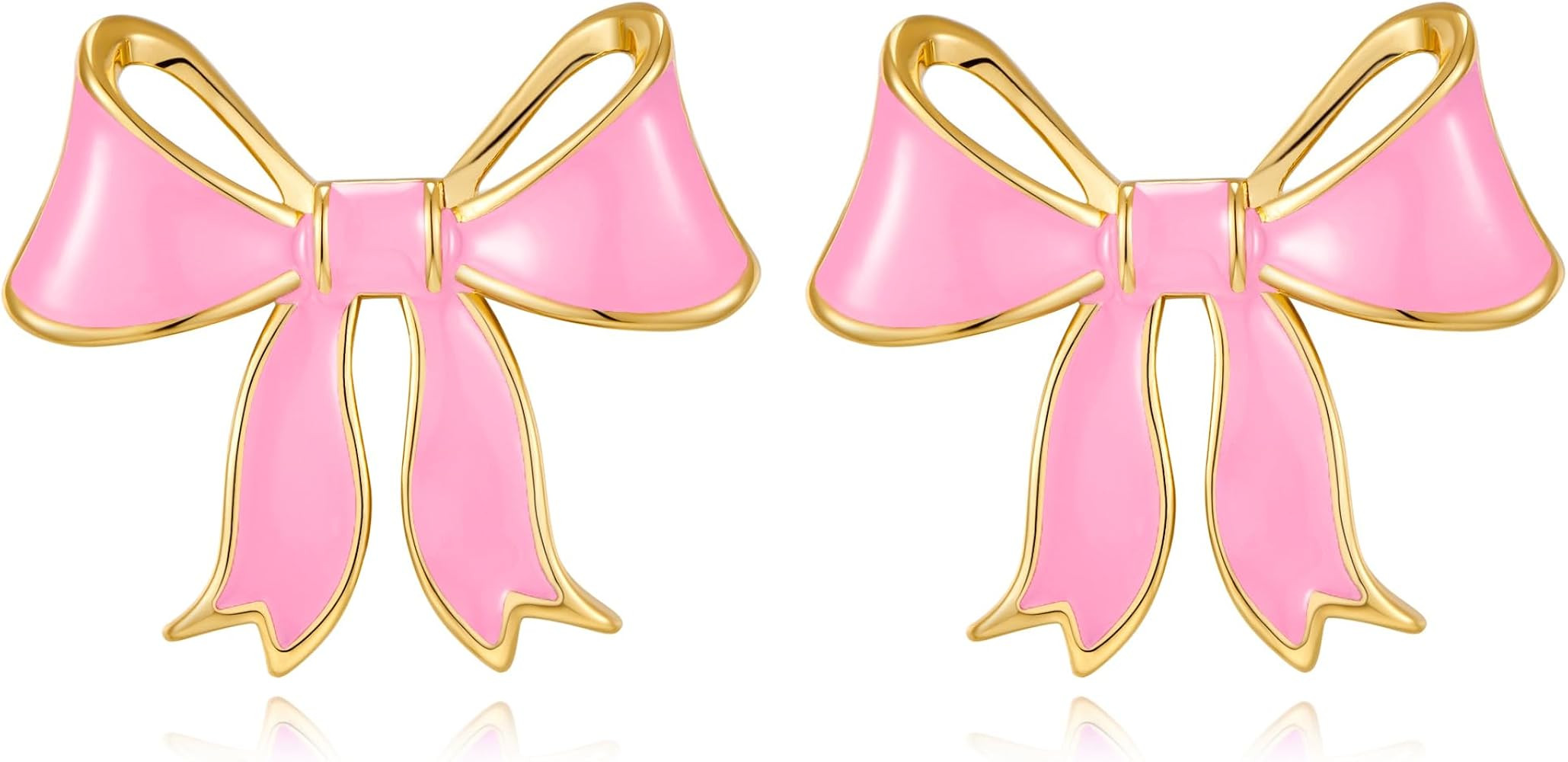 YUJIE Gold Bow Earrings for Women Teen Pink Bowtie Dainty Long Tassel Drop Stud Trendy Statement ... | Amazon (US)