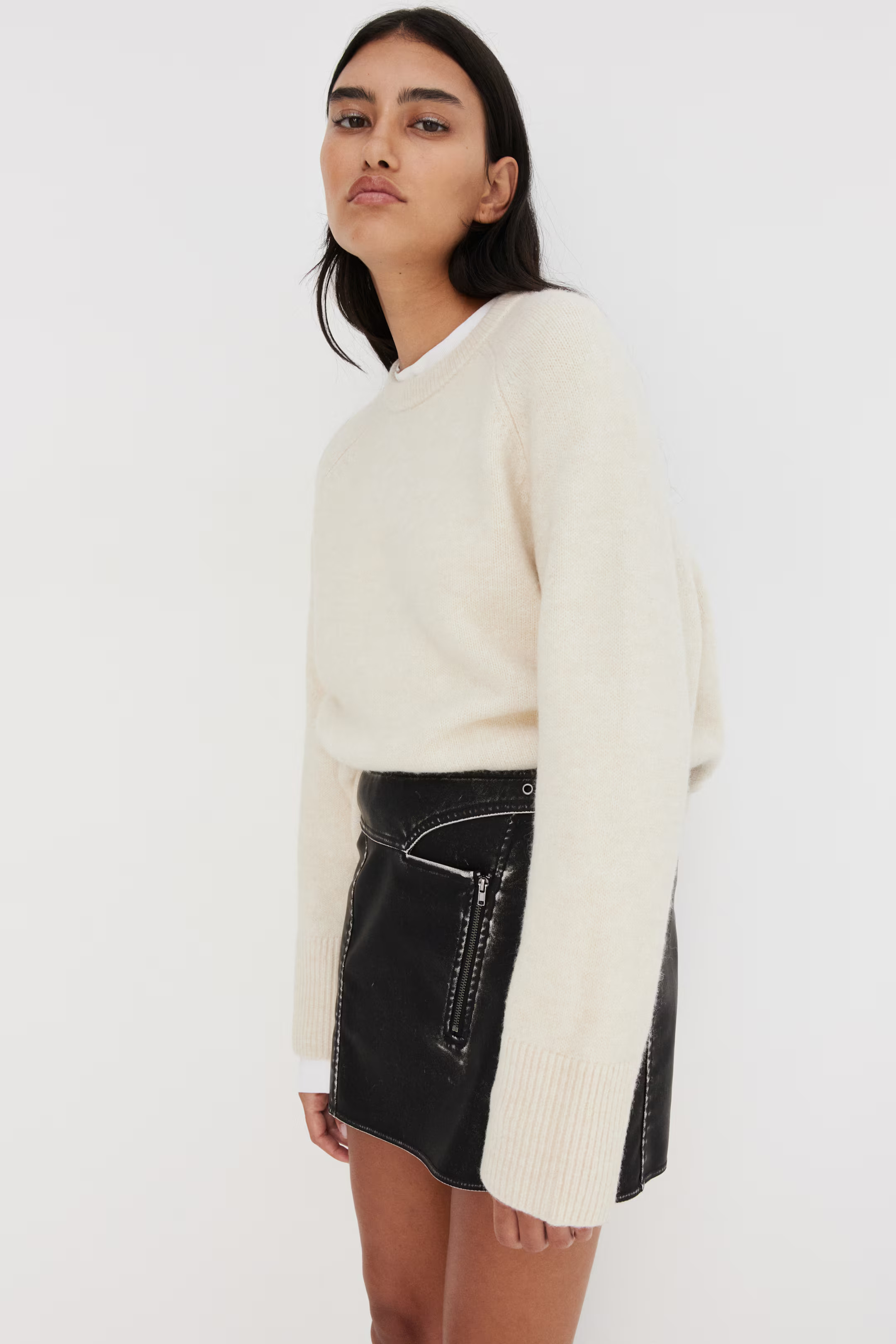 Buckle-detail mini skirt - Dark grey - Ladies | H&M GB | H&M (UK, MY, IN, SG, PH, TW, HK)