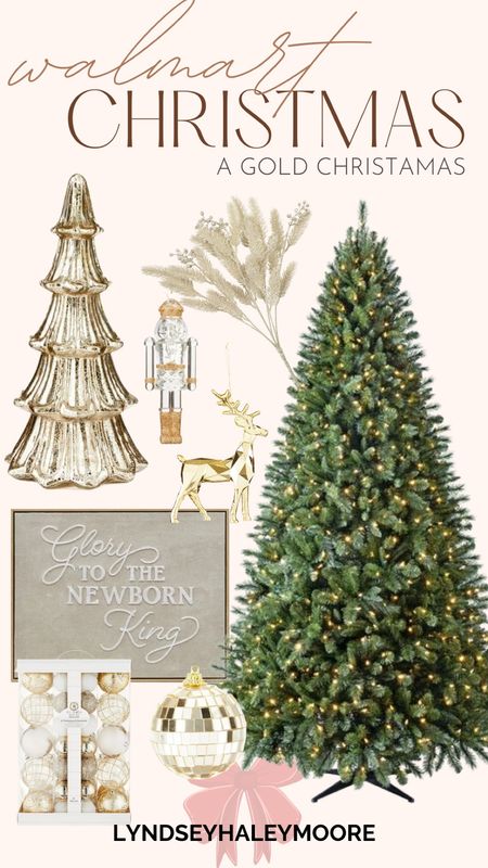 Prelit Christmas tree @Walmart with Gold Christmas decor | Classic Christmas 

#LTKHoliday #LTKCyberWeek #LTKSeasonal