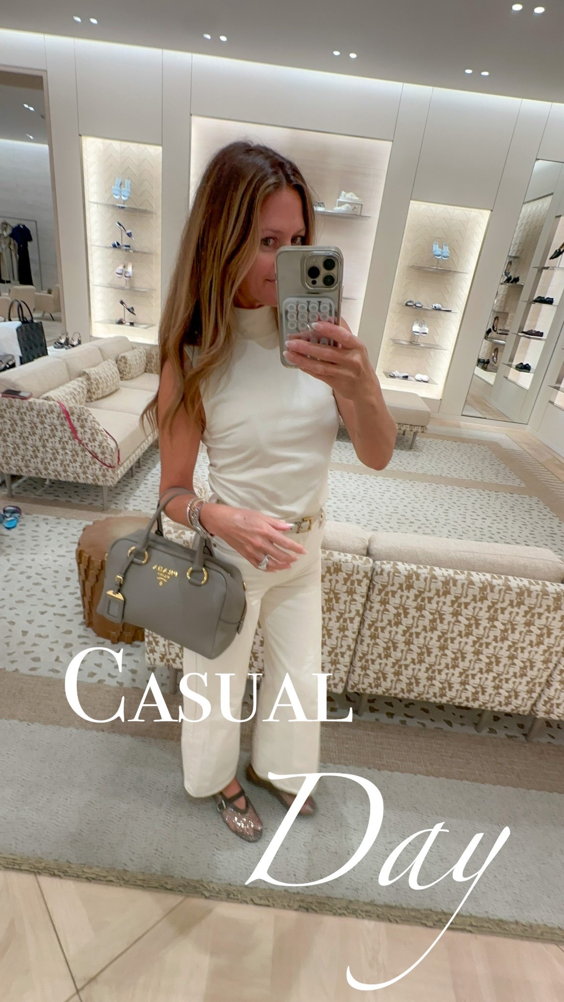 Simple jeans and top with fabulous shoes 