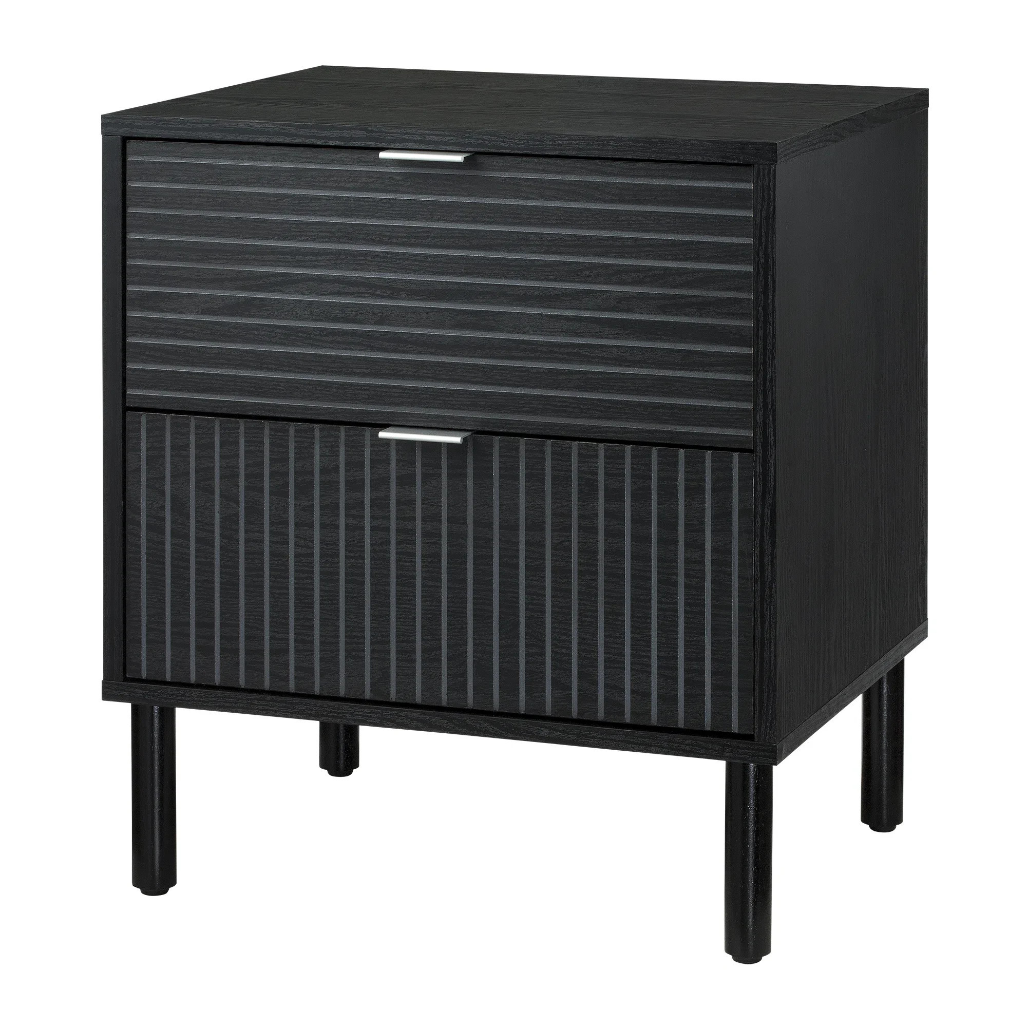 Sango Merk 2-Drawer Solid Wood Nightstand, Drawers With Horizontal & Vertical Grooves | Wayfair North America