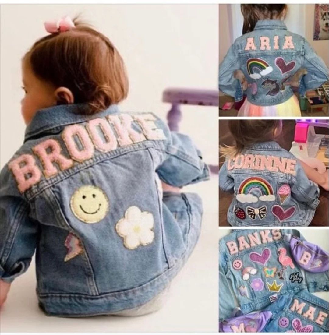 Customizable Embroidered Denim Jacket for Babies and Girls - Etsy | Etsy (US)