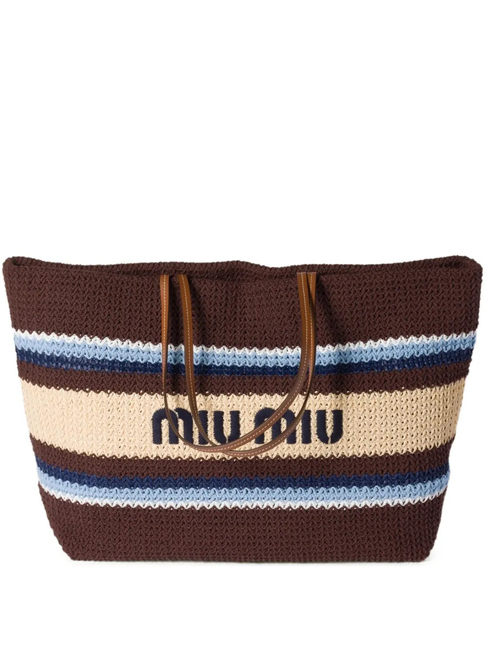 Miu Miu Crochet Tote Bag | Brown | FARFETCH | Farfetch Global