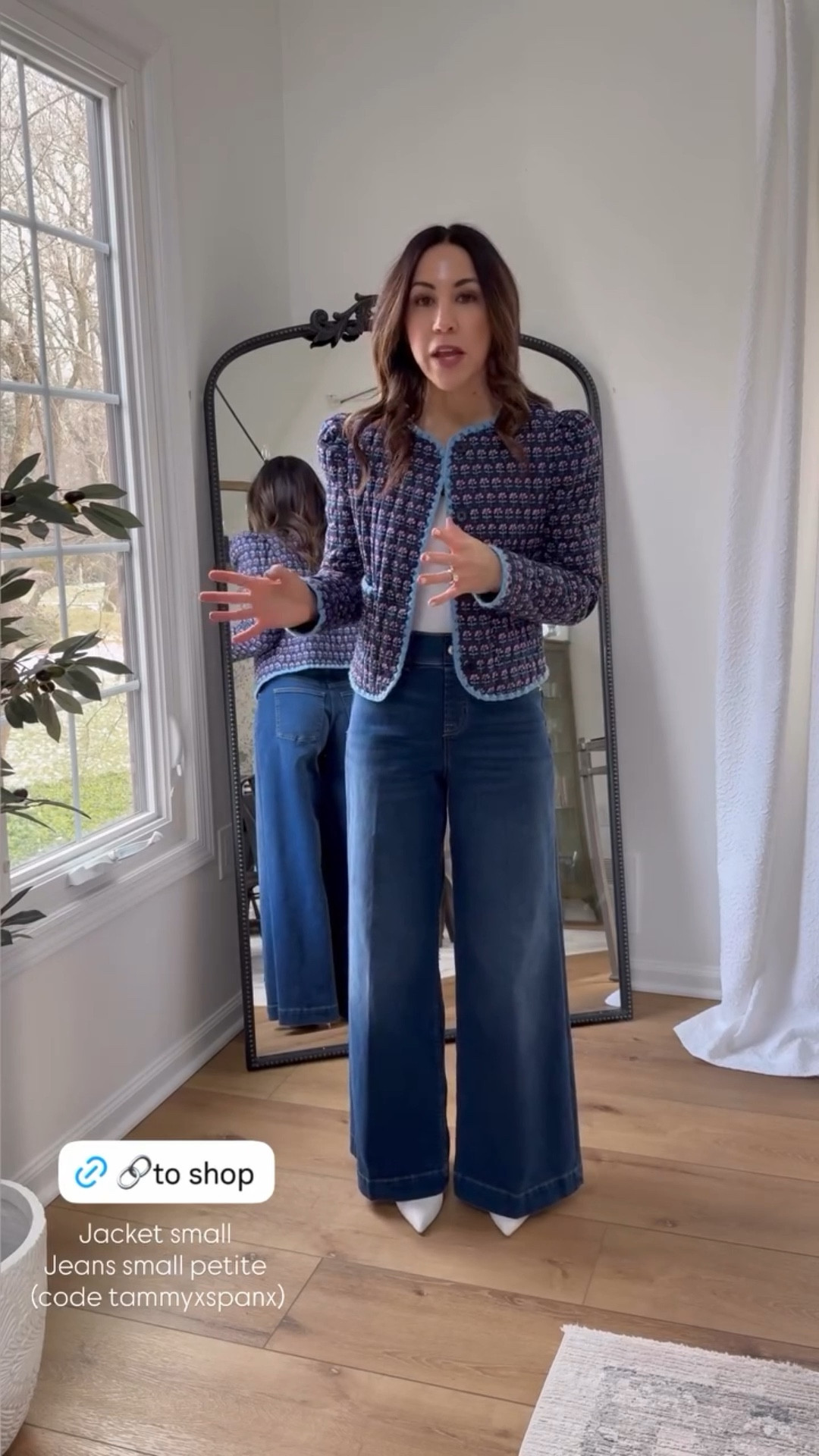 Spanx code tammyxspanx. Wide leg jeans small petite. Jacket small. Casual outfit.



#LTKWorkwear #LTKOver40 #LTKPetite