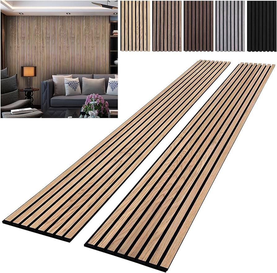Wood Wall Panels Acoustic Wall Panels for Interior Wall Decoration Two 94.68" x 12.79" Wood Slat ... | Amazon (US)