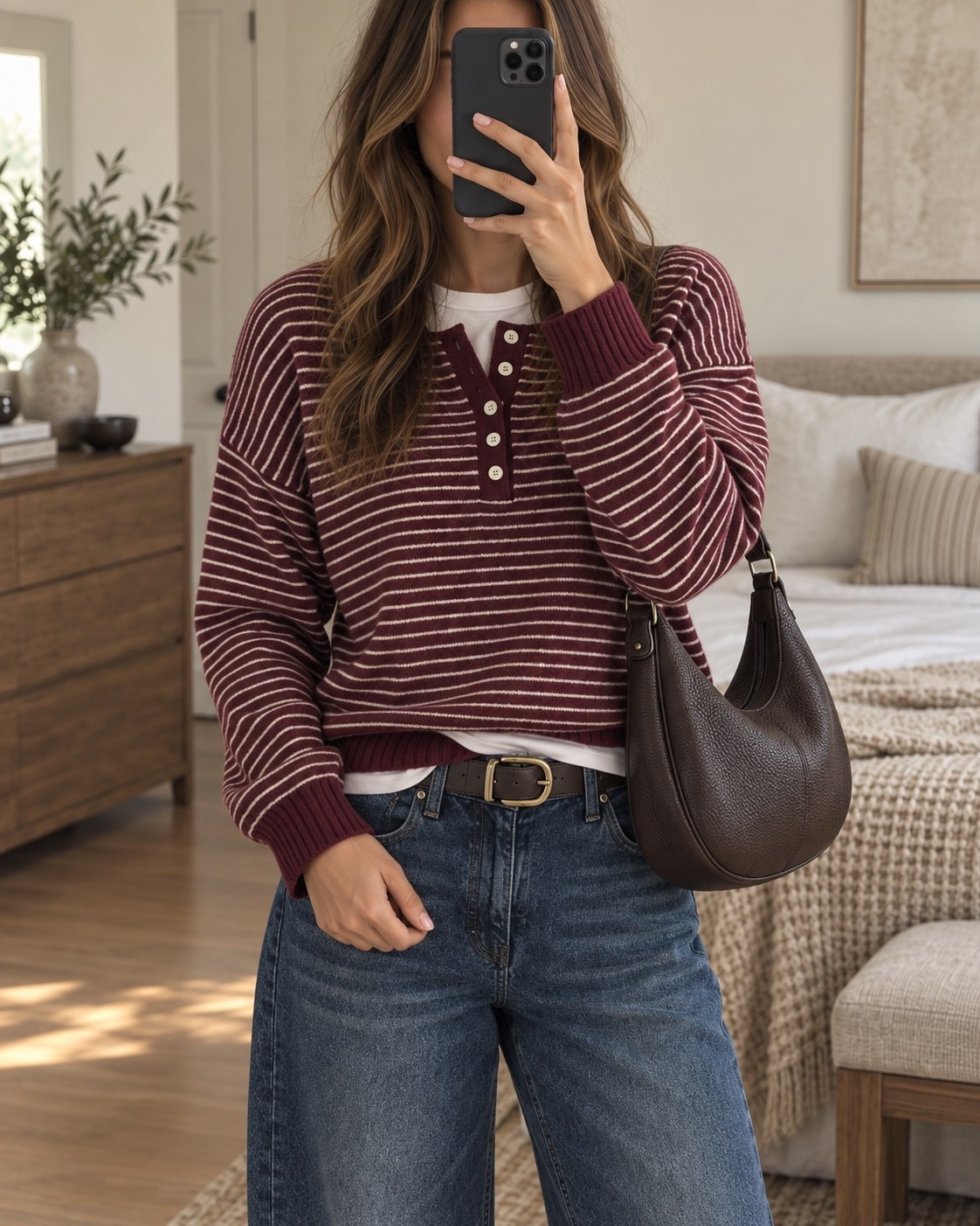 The perfect fall color combo 🍂 This burgundy striped Abercrombie sweater looks so good paired with dark-wash barrel jeans and chocolate-brown accessories. Cozy, casual and still put together!

#AbercrombieStyle #FallOutfit #BarrelJeans #LTKFashion #CasualStyle

#LTKootd #LTKgrwm #LTKSaleAlert