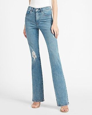 High Waisted Ripped Bootcut Jeans | Express
