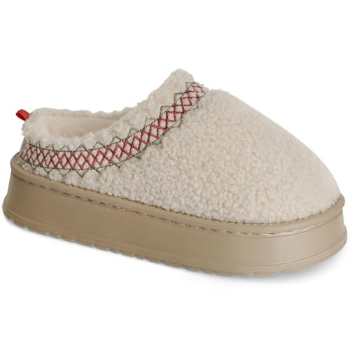 Women's Slippers Platform Mini Fuzzy Boots, Super Light EVA 4cm Thick Sole, Fur Fleece Lined, Cozy and Stylish Slipper for Outdoor Indoor | Amazon (US)