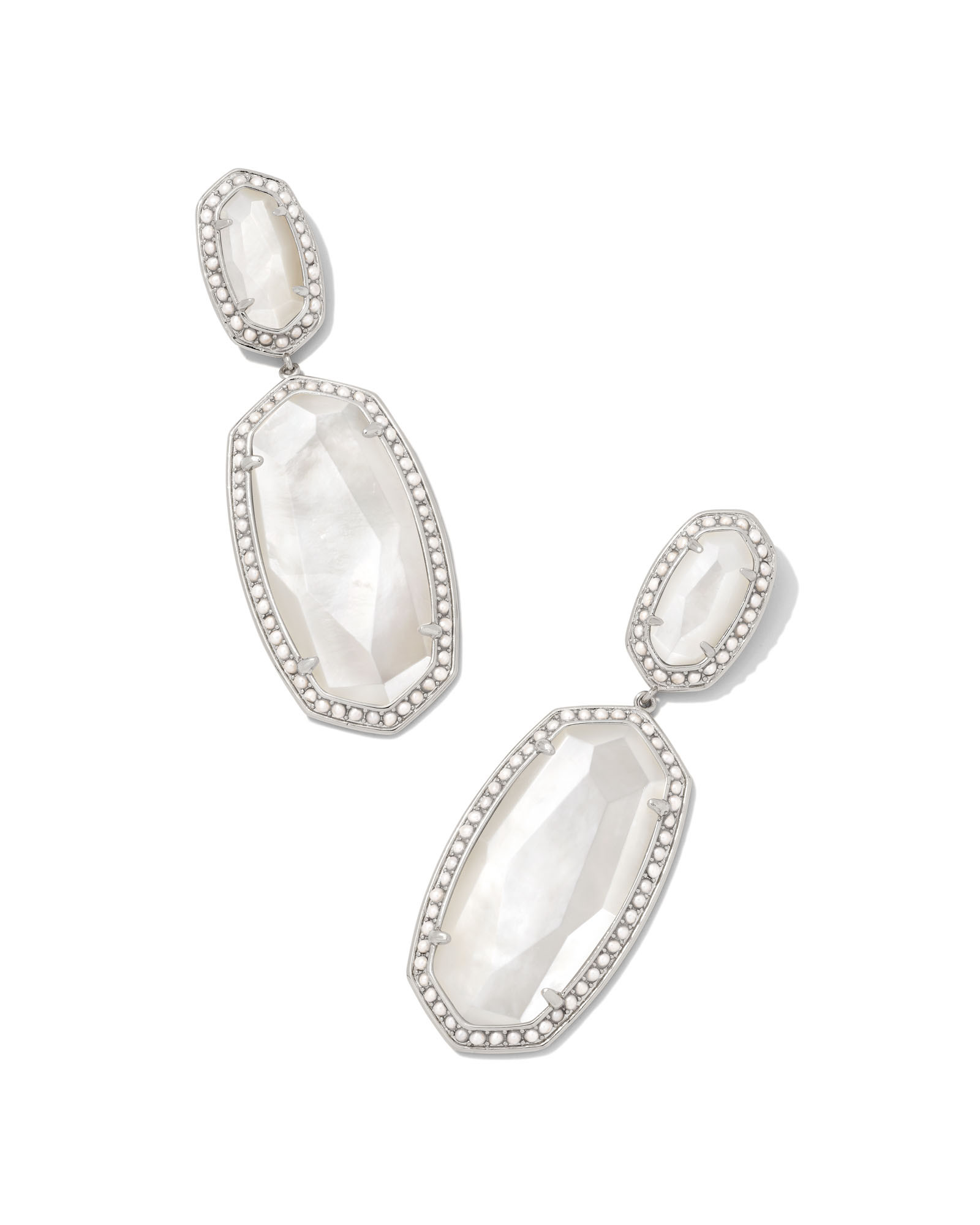 Pearl Beaded Elle Silver Statement Earrings in Ivory Mother-of-Pearl | Kendra Scott | Kendra Scott