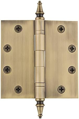 Nostalgic Warehouse 746104 4.5" Steeple Tip Heavy Duty Square Corners Door Hinge, Antique Brass | Amazon (US)