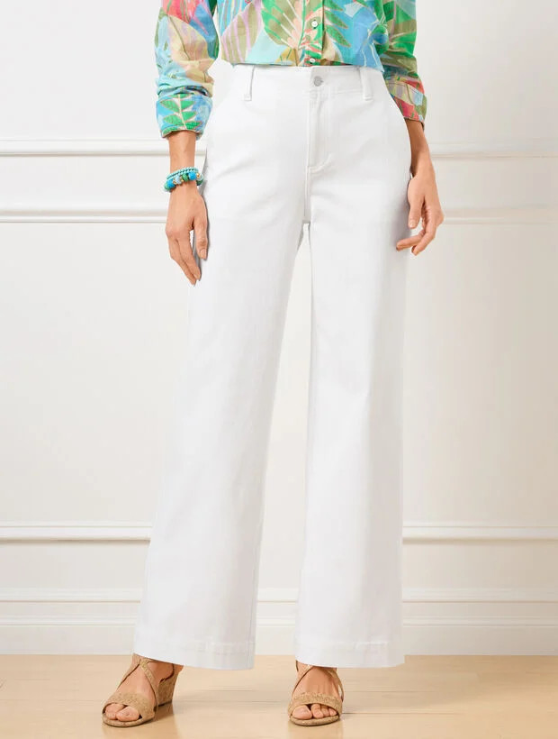 Relaxed Trouser Leg Jeans - White | Talbots