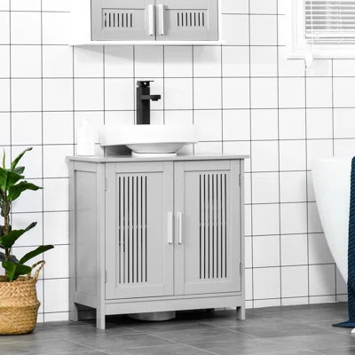 Gray Under Sink Storage Cabinet With Doors - Adjustable Shelves For Bathroom Look, 2 Space Saving & Robust | Wayfair North America