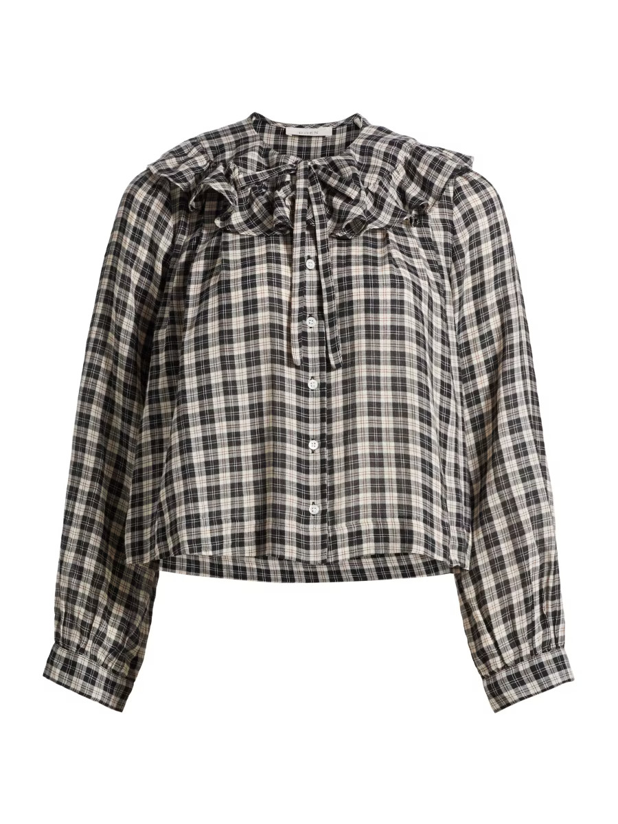 Joelle Plaid Organic-Cotton Long-Sleeve Shirt | Saks Fifth Avenue
