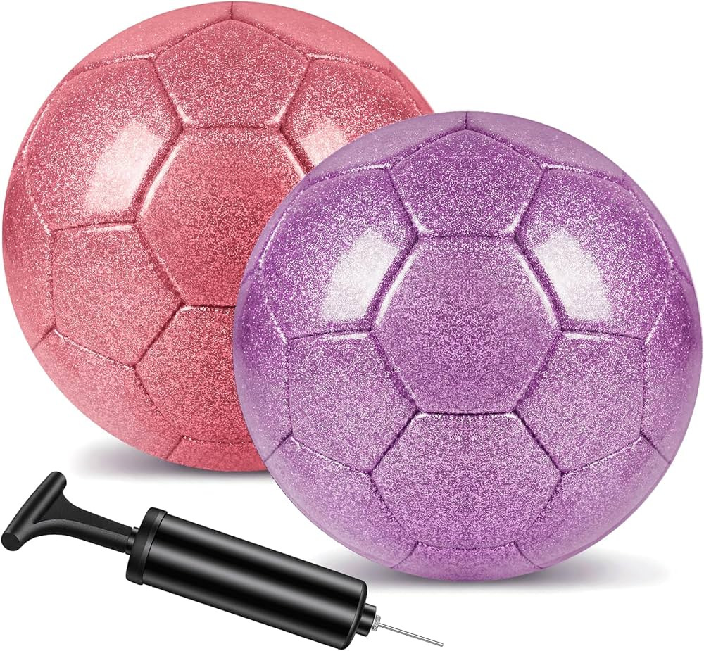 2 Pcs Glitter Soccer Ball Glitter Silver with Pump & Needle, Soccer Ball Kitfor Back to School, Birthday Gifts, Outdoor Sports Recreation Ball | Amazon (US)