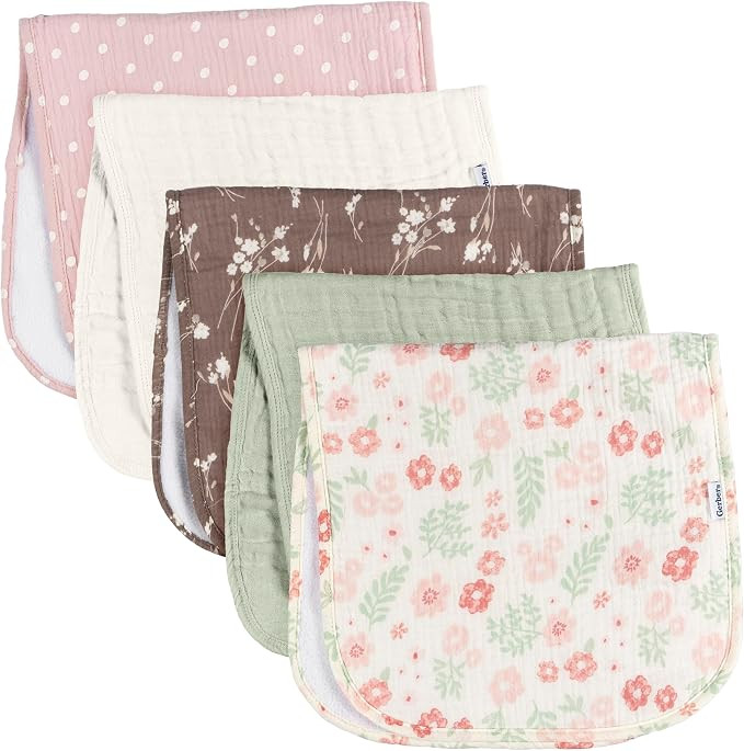 Gerber Baby Boys & Girls Muslin Burp Cloths, Multi Pink Floral, Large Size 20" x 10" | Amazon (US)