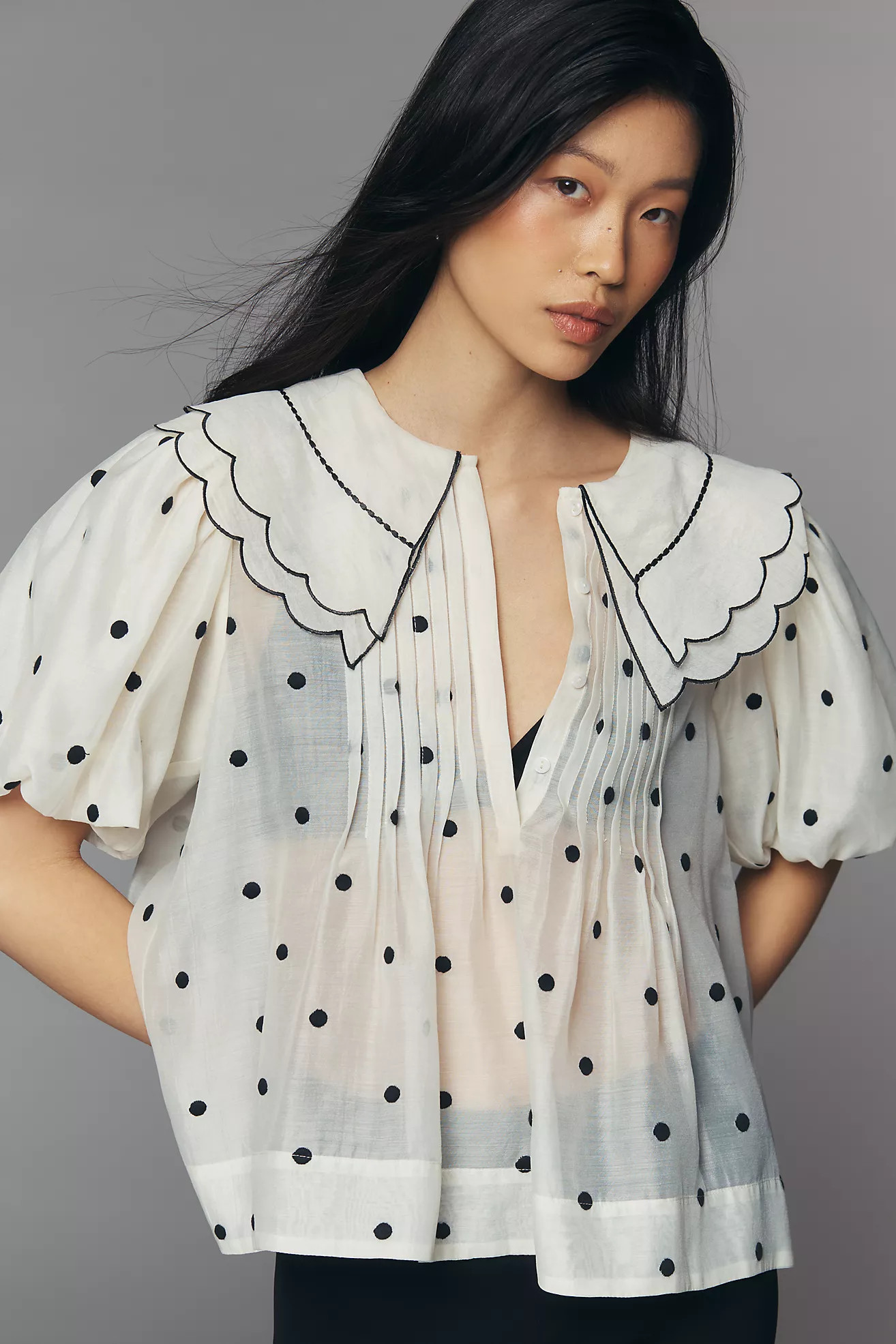 English Factory Scalloped Collar Blouse | Anthropologie (US)