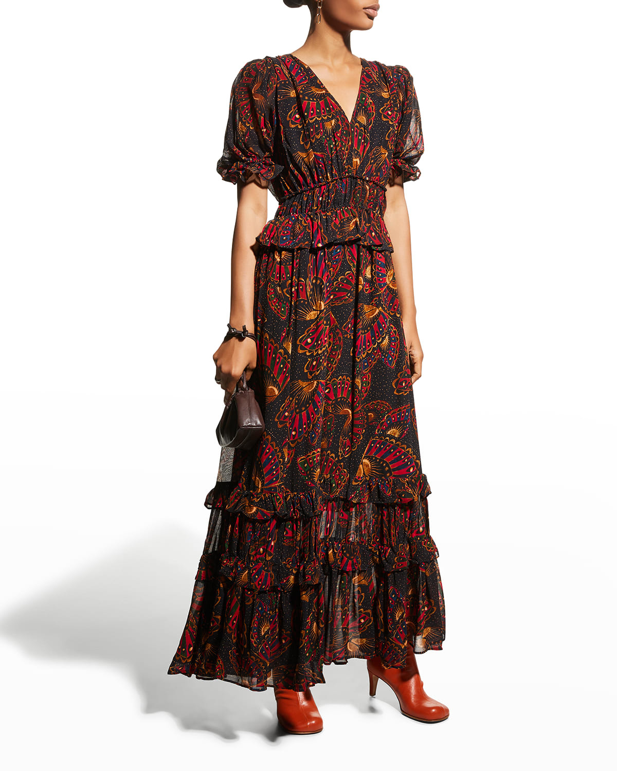 Butterfly Sky Tiered Maxi Dress | Neiman Marcus