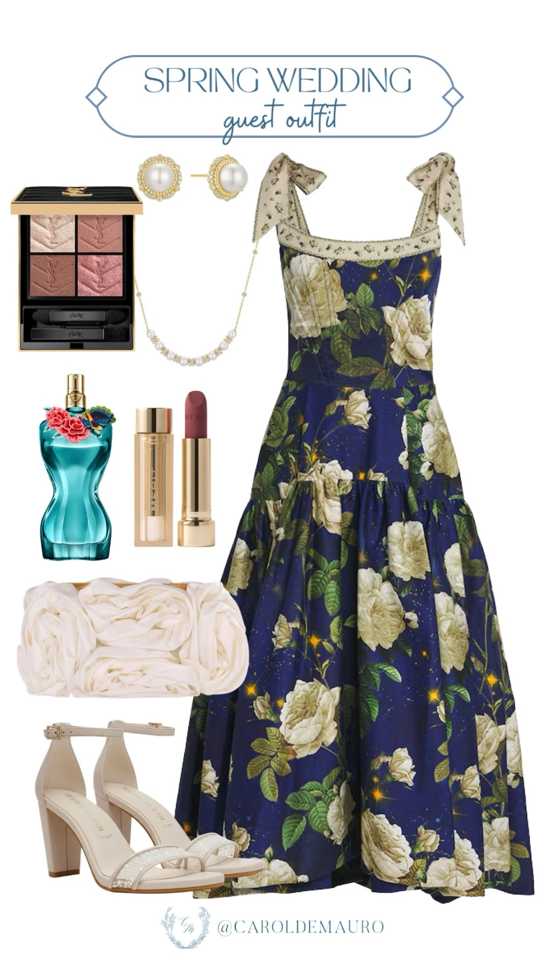 You’ll feel like the best-dressed guest at any spring wedding in this stunning navy floral midi dress featuring elegant bow-tie straps! Complete your sophisticated look with creamy pearl accessories, a textured rosette clutch, and a classic pair of strappy heels.

polish look, spring outfit, wedding guest style, formal wear, ysl eyeshadow, merit lipstick, floral dress, fashion inspo

#LTKU #LTKSeasonal #LTKootd