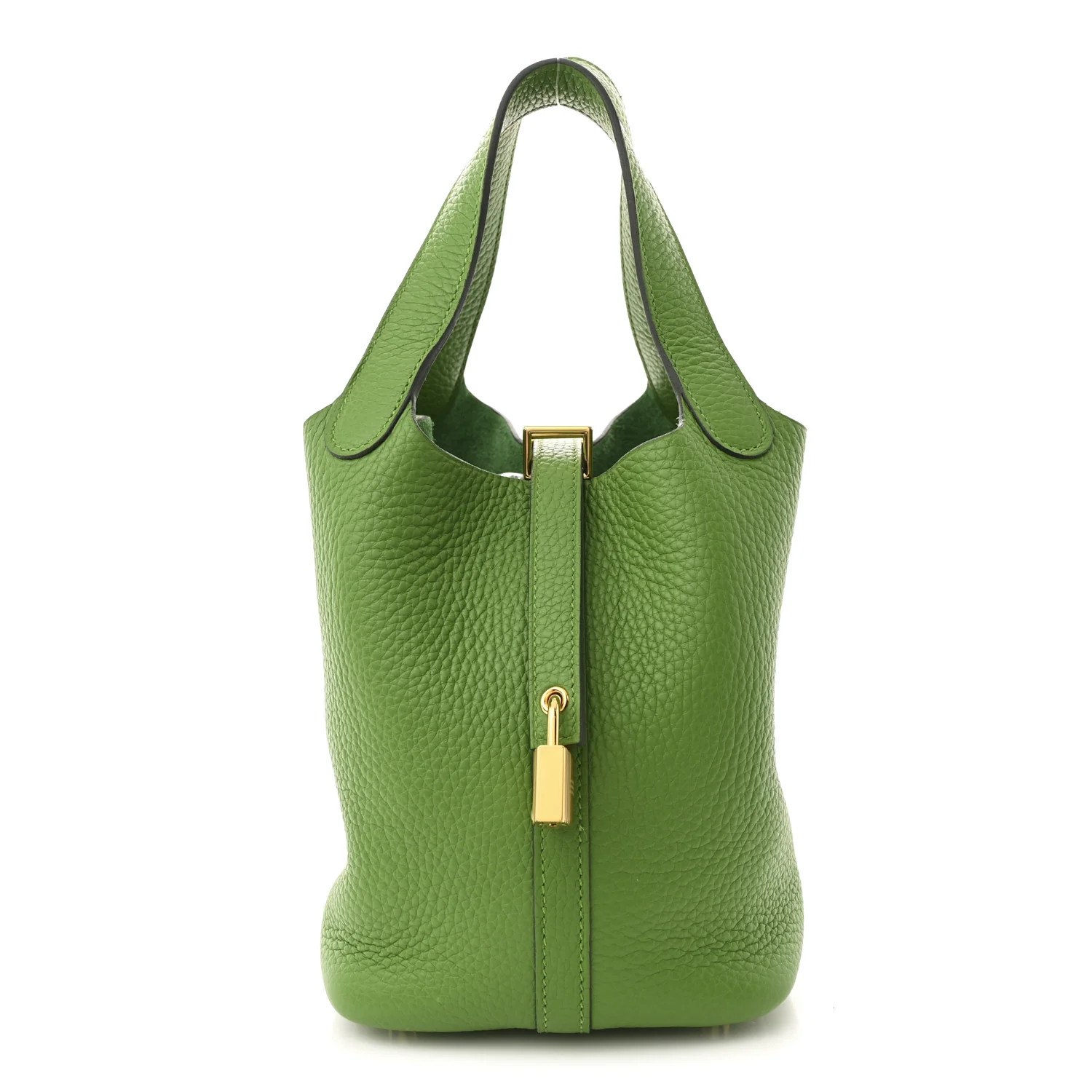 Taurillon Clemence Picotin Lock 18 PM Vert Yucca | FASHIONPHILE (US)