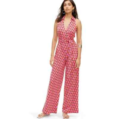 Collared Sleeveless Pink Modern Geo Jumpsuit DVF/Target Diane von Furstenberg | eBay US