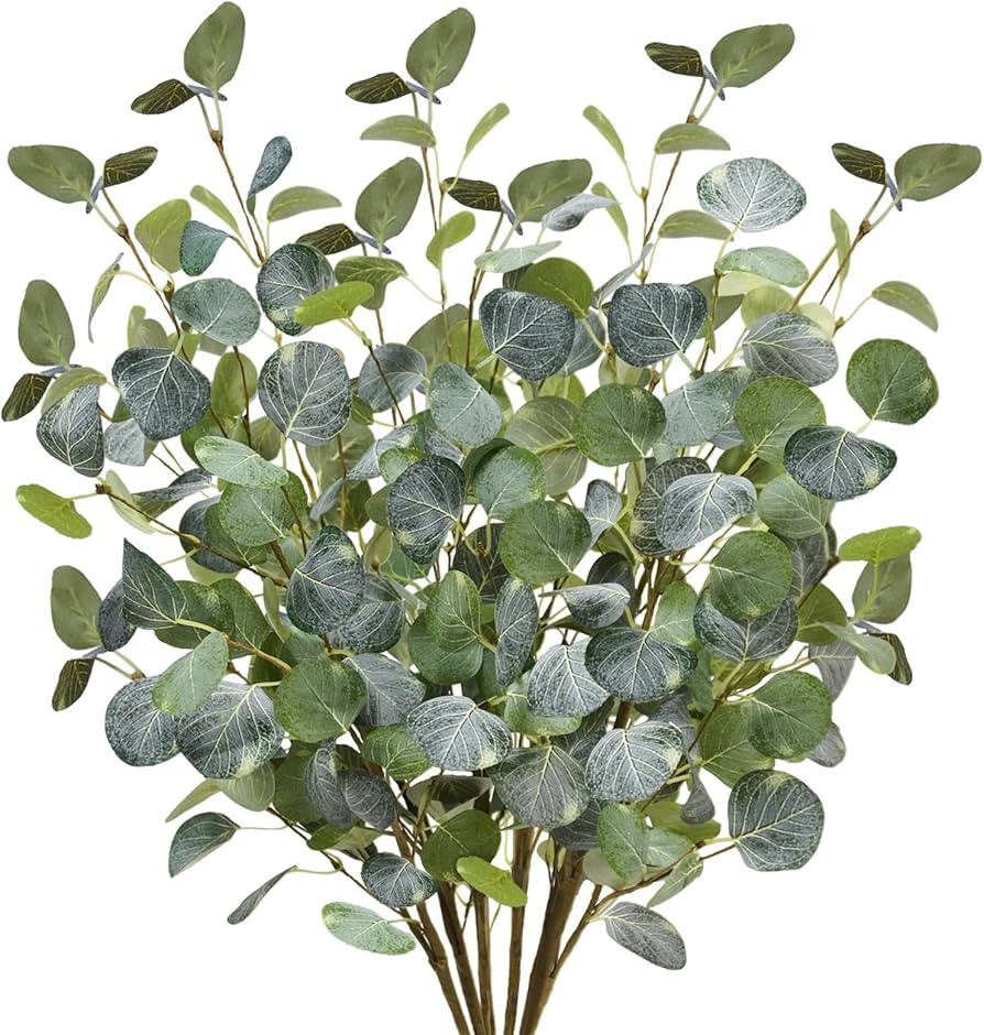 obbsie 12Pcs Artificial Eucalyptus Leaves Stems, 25" Tall Faux Greenery Stems Fake Branches for V... | Amazon (US)