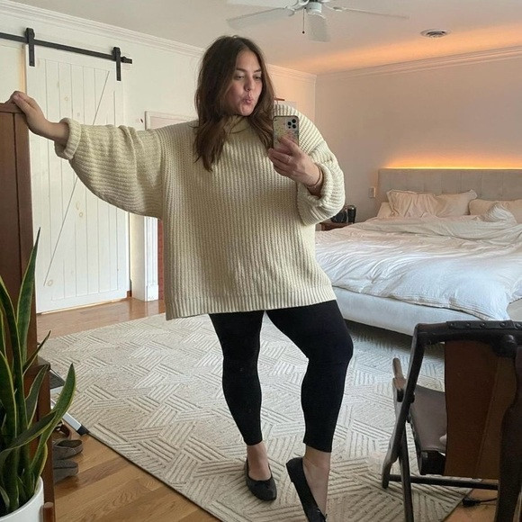 Free people oversized funnel neck cream sweater | Poshmark