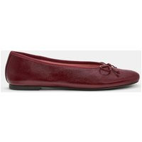 Zara - Leather Ballerinas With Bow - Burgundy Red - 4 - Woman | Zara UK