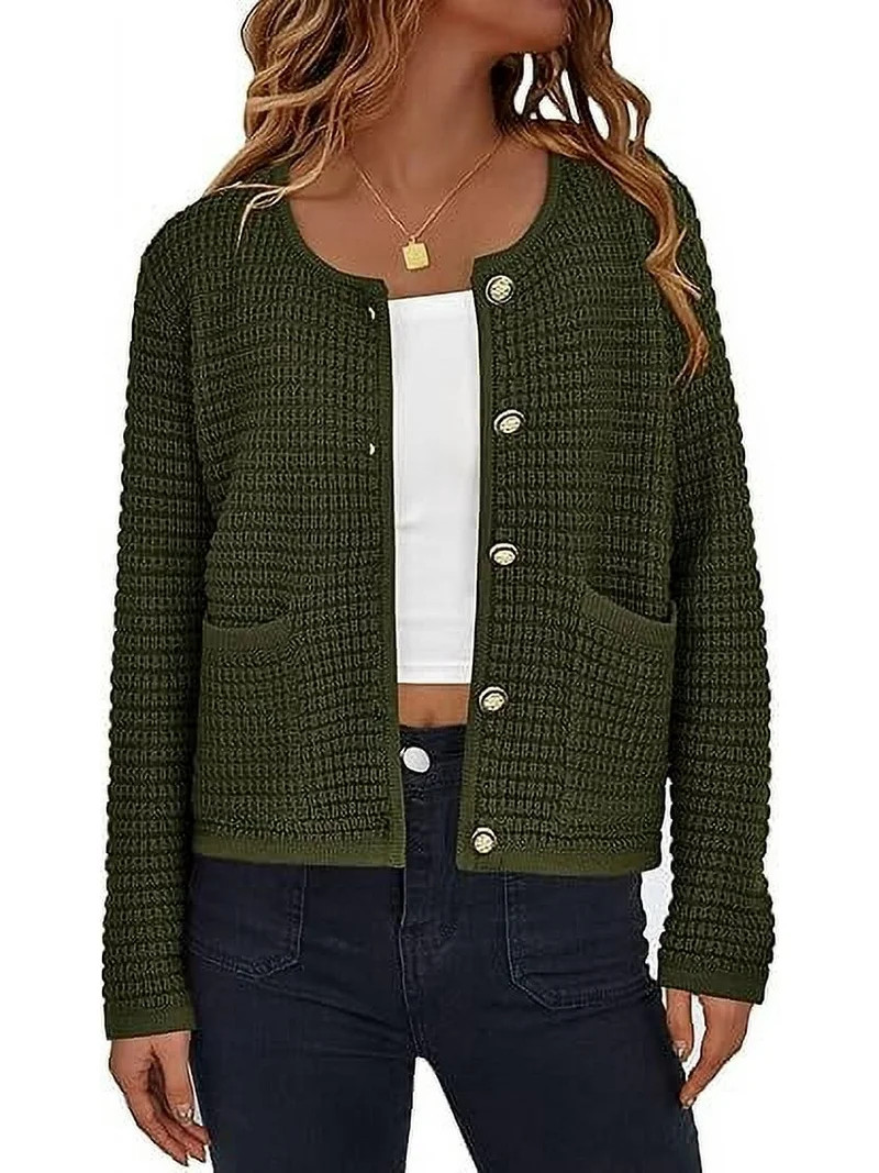 PRETTYGARDEN Women's Knit Cardigan Sweaters Fall Fashion Long Sleeve Open Front Button Down Trend... | Walmart (US)