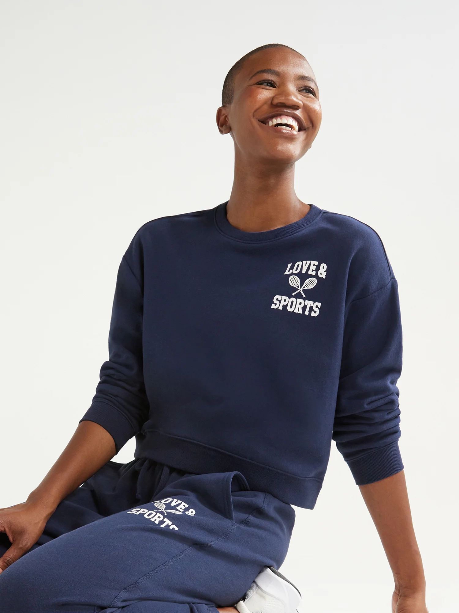 Love & Sports Women’s French Terry Cloth Graphic Sweatshirt, XS-XXXL - Walmart.com | Walmart (US)