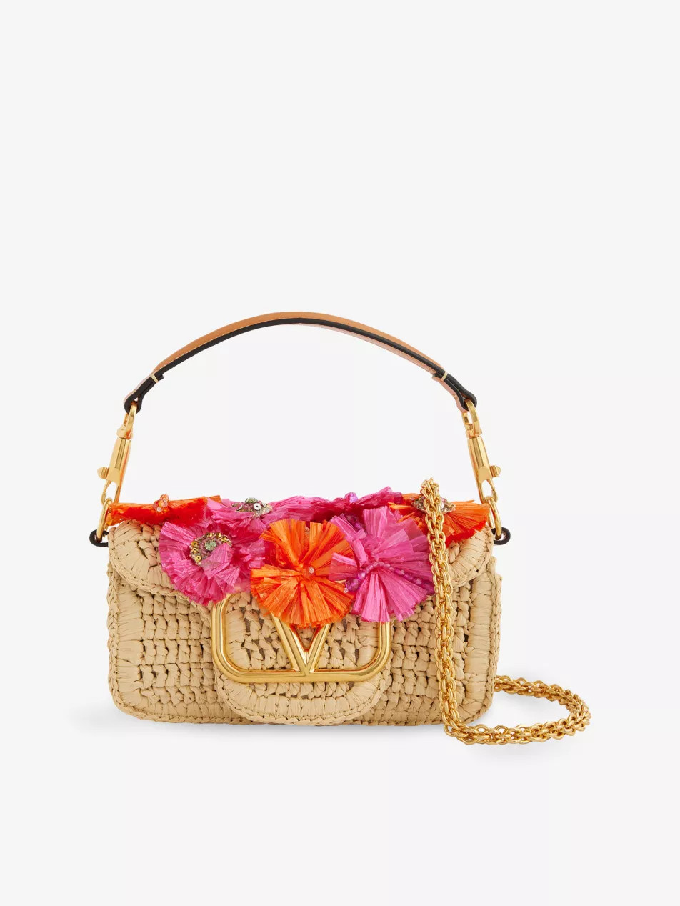 Locò Small Crochet Raffia Top-Handle Bag | Selfridges