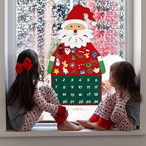 Christmas Advent Calendar 2022, 3.4 FT Santa Hanging Countdown Calendar with Pockets & 24 Detachable | Amazon (US)