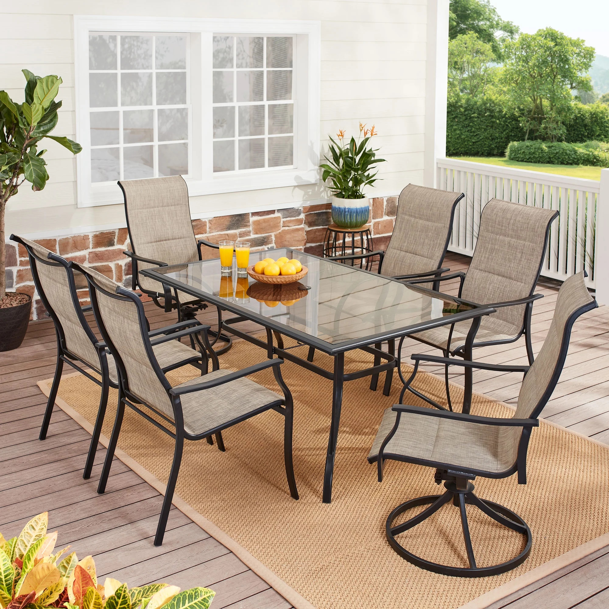 Mainstays Highland Knolls 7 Piece Outdoor Dining Set | Walmart (US)