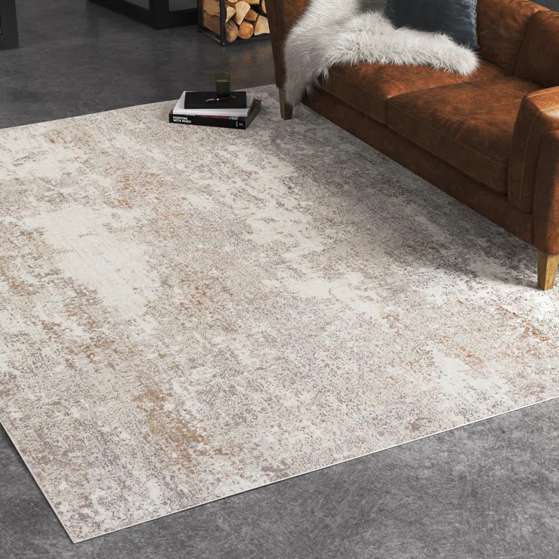 Lemaire Abstract Machine Woven Beige Area Rug | Wayfair North America